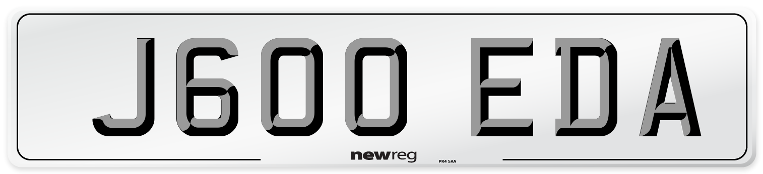 J600 EDA Number Plate from New Reg